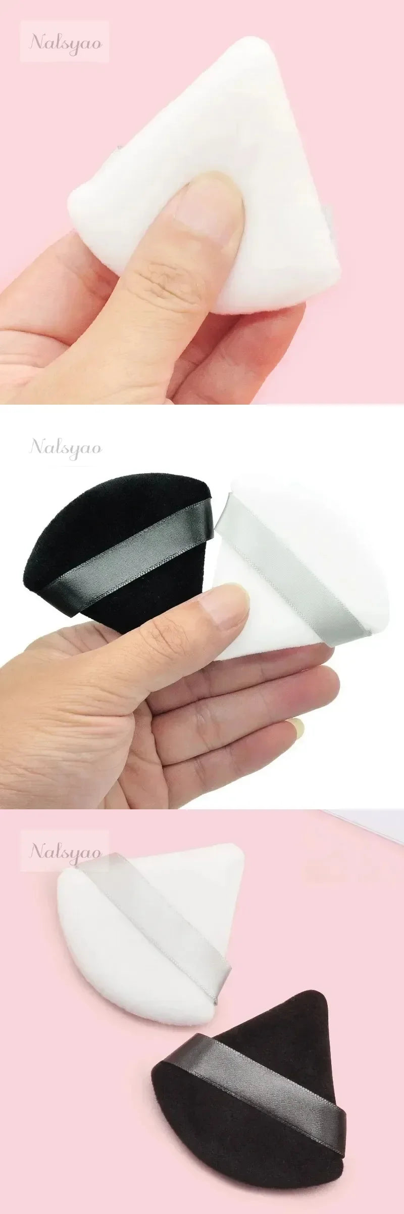 2/5/10/20Pcs Triangle Velvet Powder Puff Mini Face Makeup Sponge Washable Lightweight Cosmetics