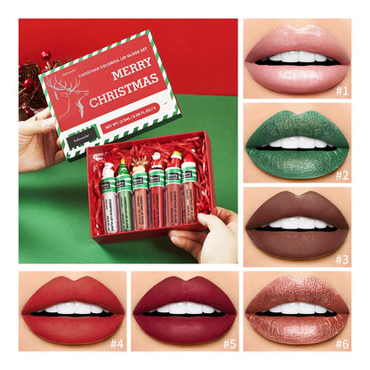 Christmas Colorful Lip Gloss Set Lip Stain Lipstick Woman Make Up Long Lasting Lipsticks Shiny Lip Gloss Pack Set Cosmetics Make