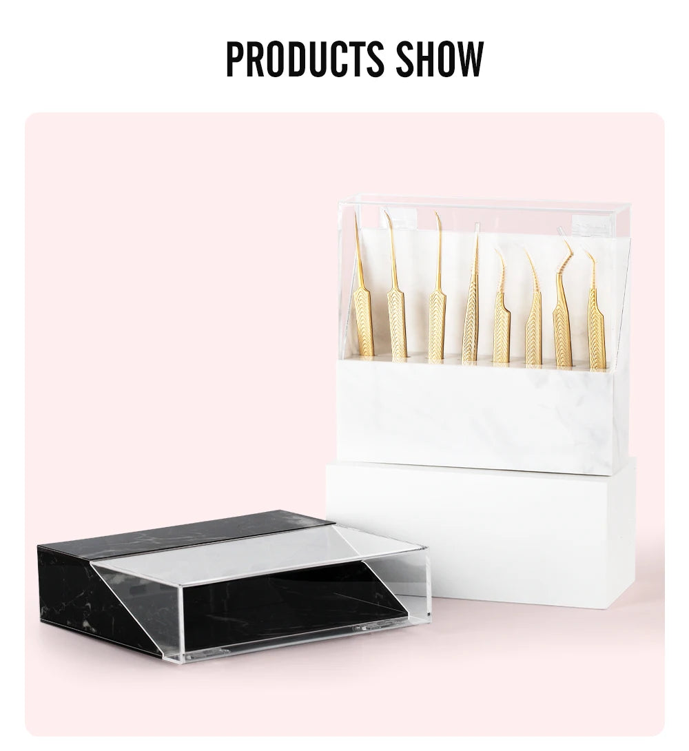 NATUHANA 8 Slots Acrylic Eyelash Extension Tweezers Holder Display Stand Lash Tools Storage Organizer Box Salon Makeup Tools Sup