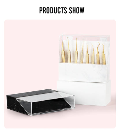 NATUHANA 8 Slots Acrylic Eyelash Extension Tweezers Holder Display Stand Lash Tools Storage Organizer Box Salon Makeup Tools Sup