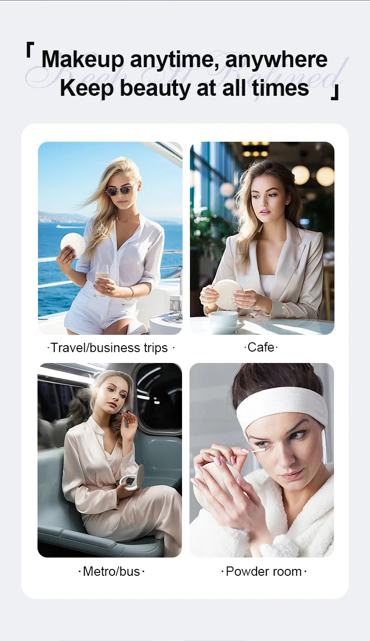 TJMIR UV Smart Sunscreen Makeup Mirror Sunscreen Detection Mirror UV Mirror Sunscreen Testing Portable LED Light Makeup Mirror
