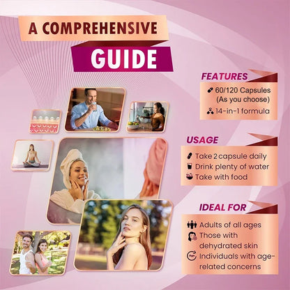 Collagen Capsules with Vitamin A C E Biotin, Support Skin Nail Joint Health, Hair Growth, Anti Aging, Firming, Whitening, Energy