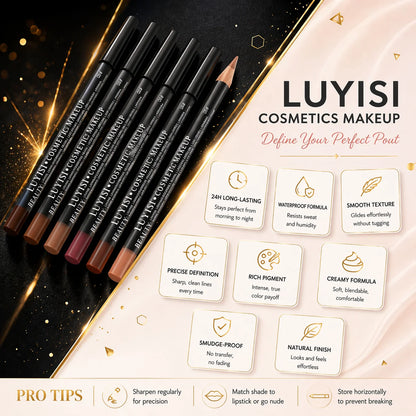 Waterproof Lip Liner,Smudge-Proof Eyeliner Lip Pencil,Highly Pigmented&Smooth Glide, Define Lip Shape,Brown Nude Shades Makeup