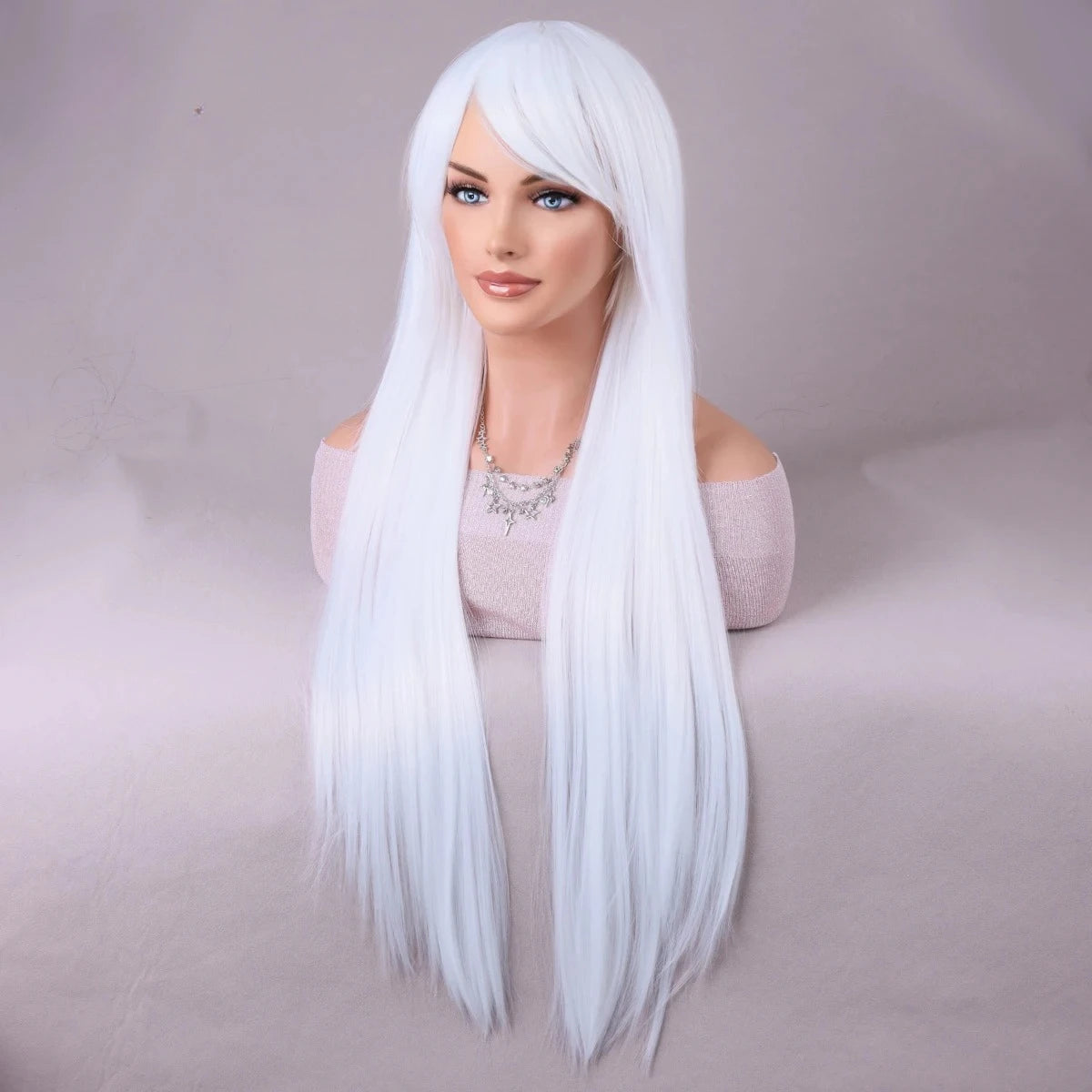 Dark Brown Synthetic Women's Wig Long Straight Layered and Heat Resistant