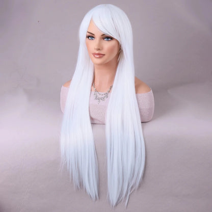 Dark Brown Synthetic Women's Wig Long Straight Layered and Heat Resistant