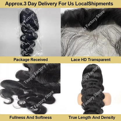 32 13x6HD Transparent Lace Front Wig Body Wave Human Hair 13x4 Lace Front Wig Glue Free Closed Wig Female