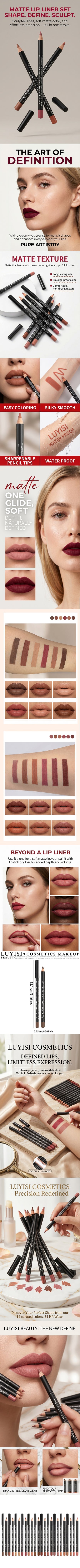Waterproof Lip Liner,Smudge-Proof Eyeliner Lip Pencil,Highly Pigmented&Smooth Glide, Define Lip Shape,Brown Nude Shades Makeup