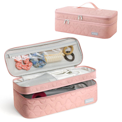 Hair Dryer Case Portable Hairdressing Tools Storage Bag Double Layer Travel Curling Iron Clip Brush Organizer Box, Carrying Cas