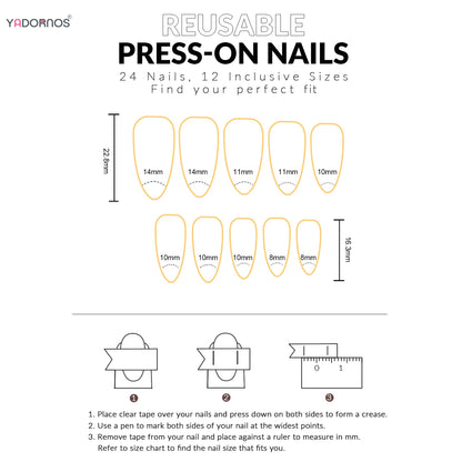 30pcs French Style Almond Press On Nails Christmas Theme DIY Party False Nails Gold Metal Beads Snowflake Desings Fake Nail