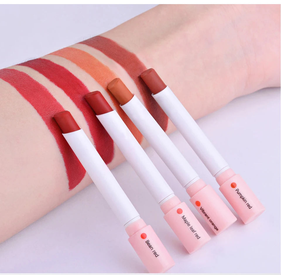 4 Pcs Cigarette Lipstick Set Matte Lip Gloss Long Lasting Waterproof Nude Lip Tint Lip Stick Tube Cosmetics Christmas Gift