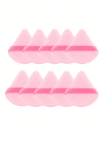 10 Pcs Triangle Velvet Powder Puff Pizza Flours Mini Face Makeup Sponge Cosmetics Washable Lightweight Makeup Tool