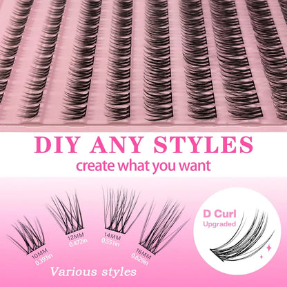 120 Clusters of False Eyelashes, 8-16mm, Naturally Slender, Reusable, Perfect for Halloween, Christmas, Valentine's Day Gifts, Wedding Season, and Other Occasions