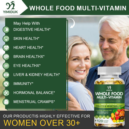 Whole Food Multivitamin Minerals Capsules, Supplement For Stress, Energy And Immune Support