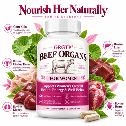 Beef Organs Supplement - Hormone Balance, Supports Women's Overall Health, Energy & Wellbeing, Promote Cellular Energy,Vitality