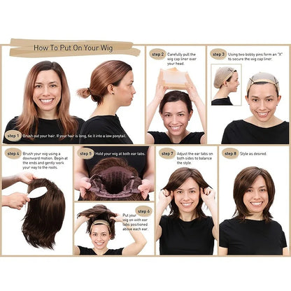 Highlighted bob short straight hair synthetic wig, suitable for white women's daily wear wig accessories