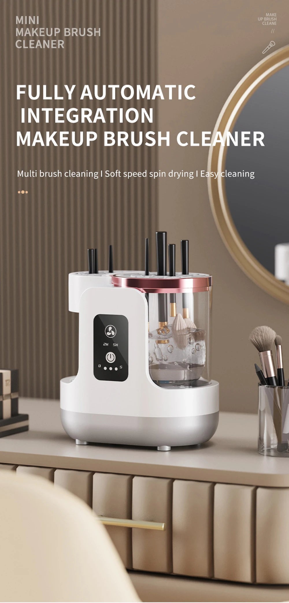 USB Electric Makeup Brush Cleaner 3-in-1 with Automatic Quick-Drying Support Device - Makeup Brush Cleaning And Drying Book Tool