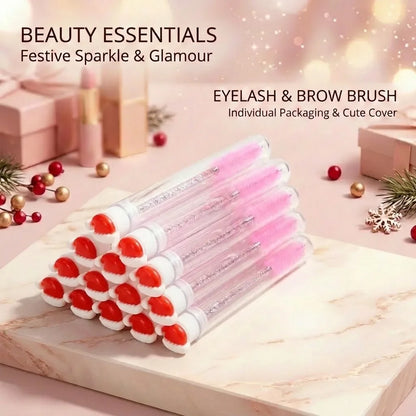 10pcs Christmas Eyelash Eyebrow Brush Precision Lash Comb Spoolie Extension Tool Ultra-Fine Makeup Brush Holiday Gift for Women