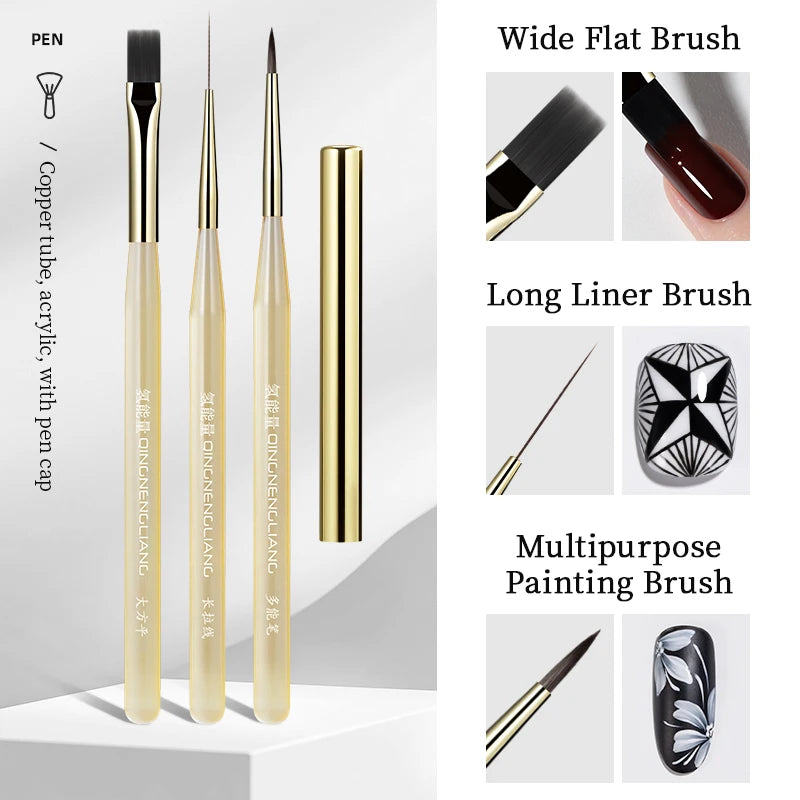QINGNENGLIANG Nail Art Brush Painting Drawing Pen for Lines Grid Flower Butterfly DIY Multifunctional Manicure Design Tool