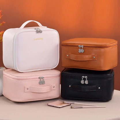 2026 New Fashion Large Capacity PU Zipper Storage Makeup Bags Portable Travel Tote for Bag Makeup Brush Cosmetic Case