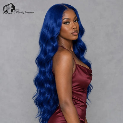 Sapphire Blue Body Wave Wig Long Glueless Heat Friendly Middle Part Extensions Premium Cosplay Silky Everyday Deep Luxe Pro