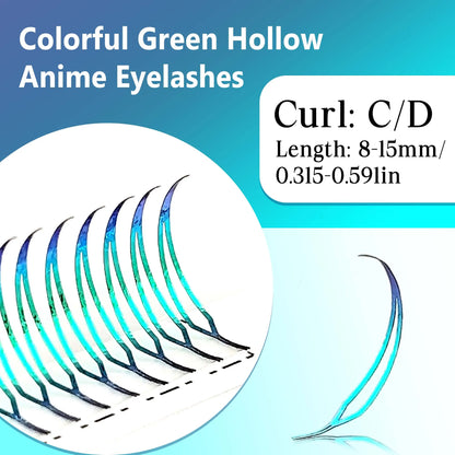 CoMango Christmas Color Fashion Glamorous Green Golden Spire Eyelash Extension Glitter Tinsel Lash Holographic Manga False Lash