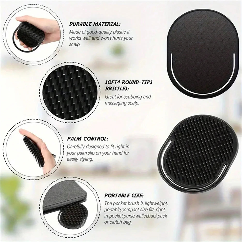 Small Round Hair Brush Pocket Comb Hair Men Beard Mustache Palm Travel Scalp Massager Portable Massage Brushes