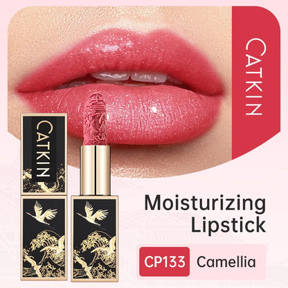 CATKIN Christmas Limited New Year's Lipstick for Lips CATKIN Moisturizing with Golden Glosses, Tone CP170 Crimson Pink, 3.6 G