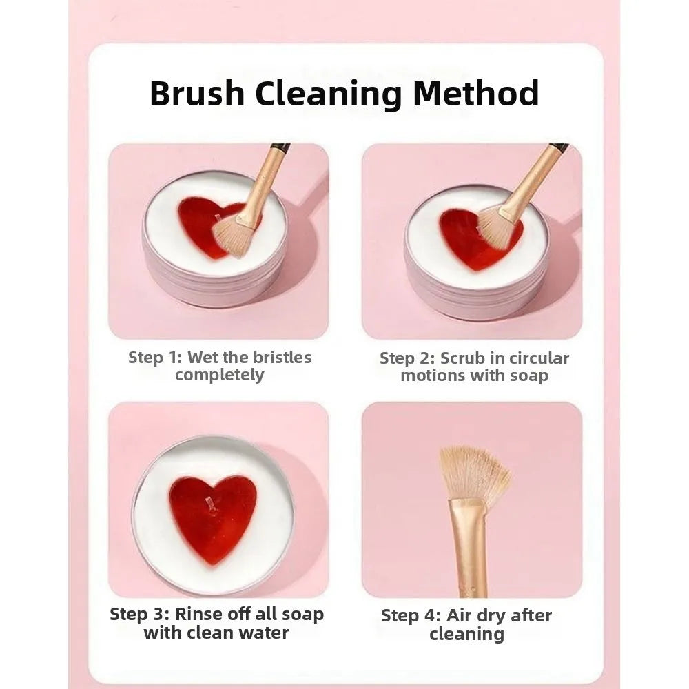 Deep Clean Makeup Brush Cleaner Soap Quick-Dry Heart Shape Cosmetic Sponge Cleaner Reusable with Silicone Mat Beauty Tool Washer