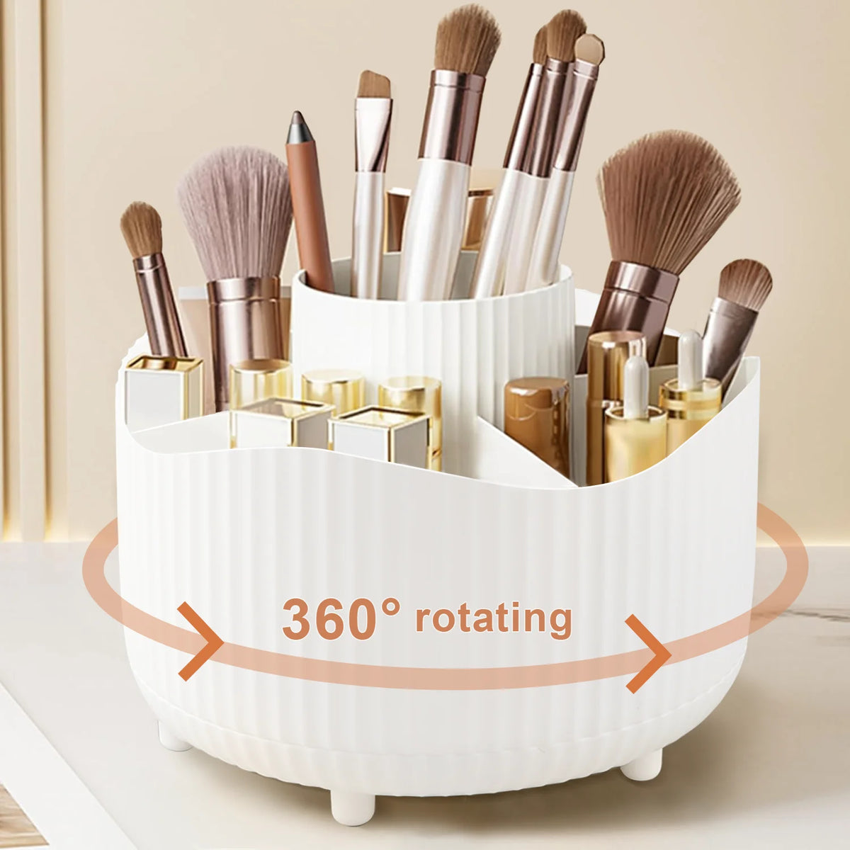 360° Rotating Makeup Brush Holder Cosmetic Brush Holder Large Capacity Lipstick Eyebrow Makeup Brush Holder Jewelry Container