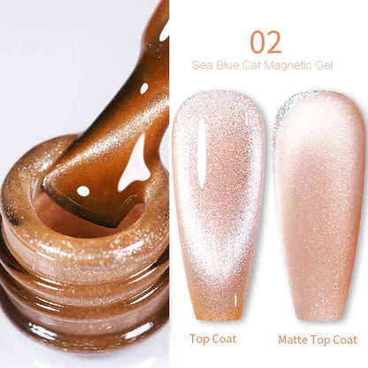 BORN PRETTY 10ml Rainbow Glass Cat Magnetic Nail Gel Polish Sparkling Double Light Reflective Glitter Colorful Laser Varnish