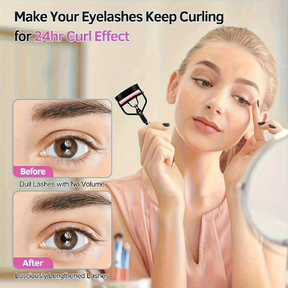 Eyelash Curler with Pads, Lash Curler with 5 Extra Replacement Pads Achieve Perfect Curls in 5 Seconds lash lift kit Curved