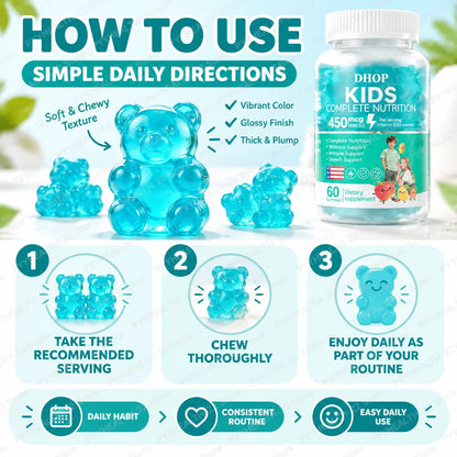 Kids Multivitamin Gummies, Vitamin A C D3 B Complex Zinc Iodine, Support Immune Healthy Growth, Pectin Gluten Free, 60 Gummies