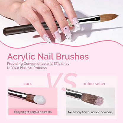 100% Kolinsky Acrylic Brush UV Gel Carving Nail Brush Purple Sandalwool Handle Zircon Butterfly Manicuring Nail Tools Size 2-20