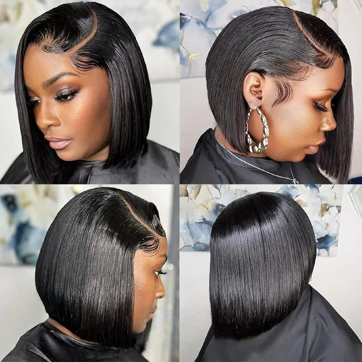 Straight 13x4 Short Bob Remy Hair HD Transparent Lace Full Lace Frontal Wigs 100% Human Hair For Women 4x4 5x5 Lace Closure Wig