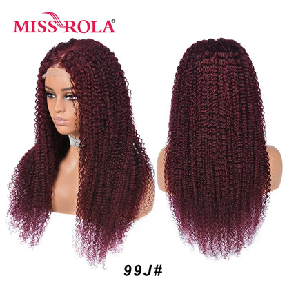 Miss Rola Brazilian Human Hair Curly Wigs 180% Density 4x4 Lace Closure Wig Kinky Curly Hair Wig Remy Pre Plucked With Baby Hair