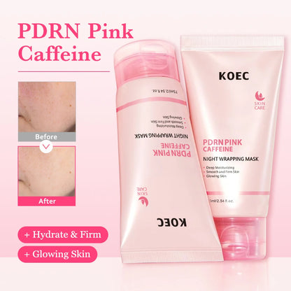 Ship from US KOEC PDRN Pink Caffeine Overnight Face Mask, Sleeping Wrapping Mask, Night Facial Mask, Moisturizing Skin Care, Hydrating Beauty Care for All Skin Types