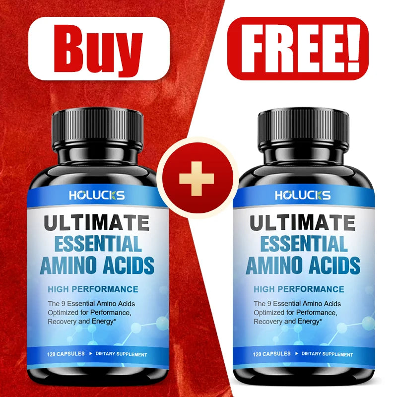 HOLUCKS Essential Amino Acids EAA Supplement 9 EAAs 120 Tablets Muscle Recovery Energy Performance