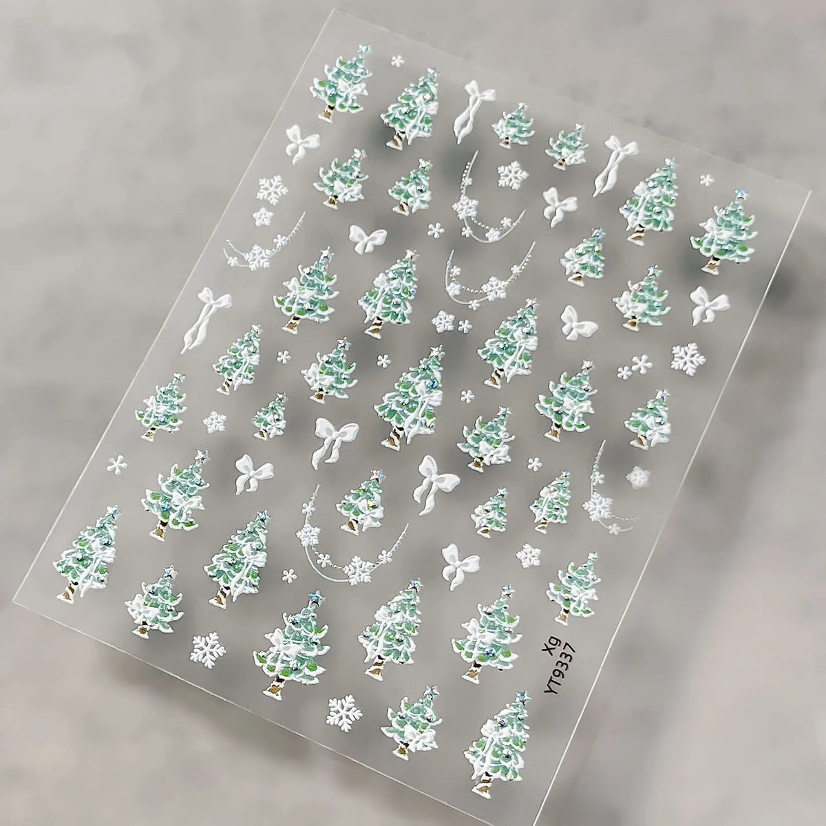 2026 New 5D Embossed Garland/Christmas Tree Nail Stickers White Snowflakes Bow Star Nail Decals Self-Adhesive Xmas Nail Decor
