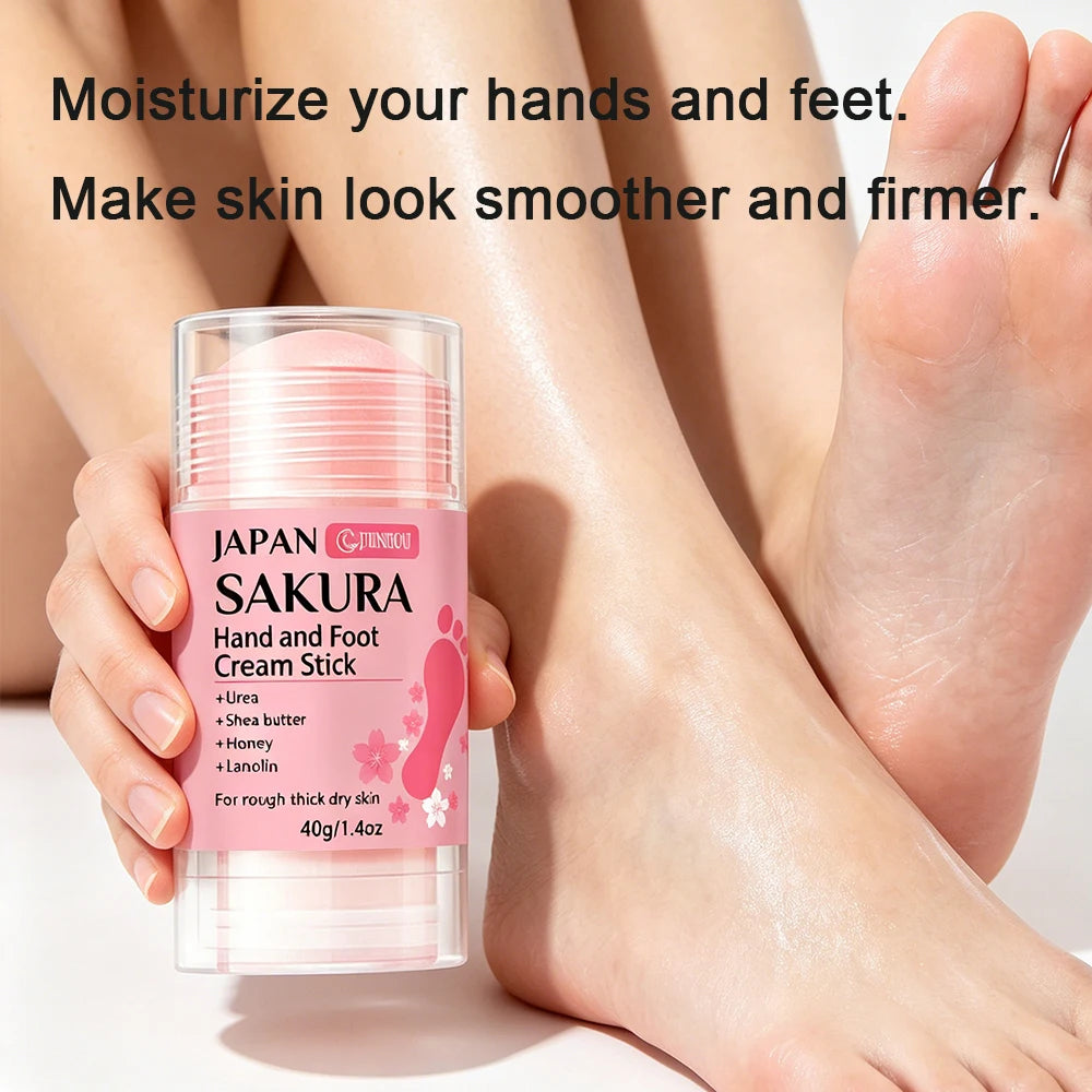 JUINHOU 60% UREA+2% SALICYLIC ACID CHERRY BLOSSOM HAND AND FOOT CREAM STICK Deep Hydration Moisturize Dry Skin Protect Your Heel