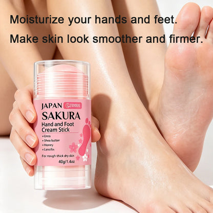 JUINHOU 60% UREA+2% SALICYLIC ACID CHERRY BLOSSOM HAND AND FOOT CREAM STICK Deep Hydration Moisturize Dry Skin Protect Your Heel
