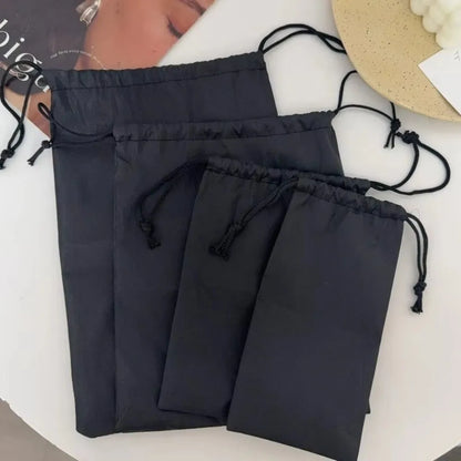 New Drawst Closure Drawstring Storage Pouch Portable Nylon Drawstring Bags Waterproof Black Makeup Bags Lipstick Storage