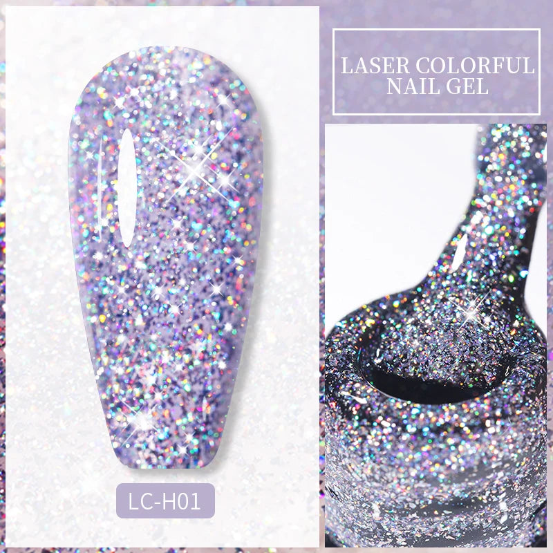 LILYCUTE 7ML Champagne Gold Reflective Glitter Gel Nail Polish Superflash Colorful Sparkling Effect For Manicure Nail Art UV Gel