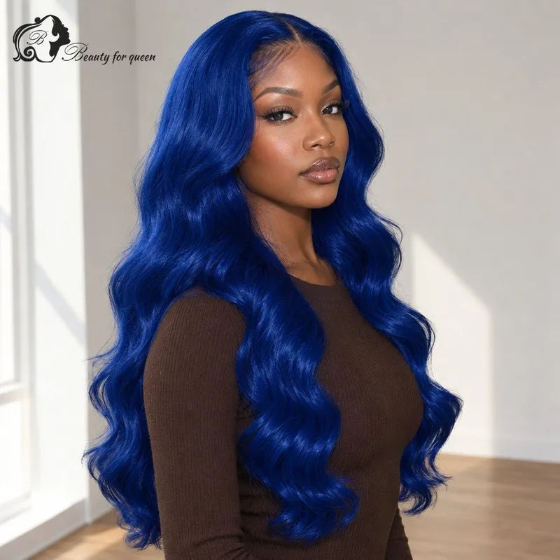 Sapphire Blue Body Wave Wig Long Glueless Heat Friendly Middle Part Extensions Premium Cosplay Silky Everyday Deep Luxe Pro