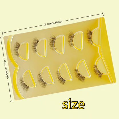 5 Pairs Half Strip Clear Band 3D Slim Cat Eye Mink False Eyelashes For Daily Halloween Christmas Black Friday