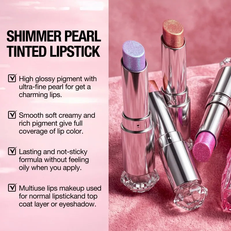 Polarizing Lipstick Starlight Holographic Shimmer Lip Stick Long Lasting Moisturizing Plumping Glitter Metallic Lip Tint Makeup