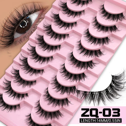 LASVIREY Cat Eye Lashes Natural Fluffy False Eyelashes Soft Wispy Natural Long Faux Mink Lashes Clear Band Lashes Extension