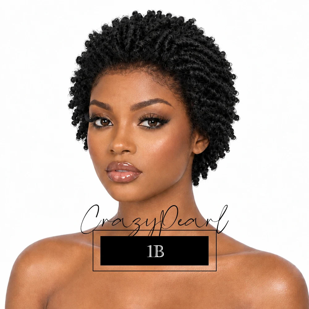 Short Pixie Cut Dreadlocks Wigs Chocolate Brown Afro Twists Dreadlocks Lace Frontal Wig Faux Locs Braided Hair Replacement Wigs