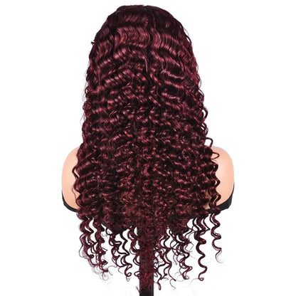 T1B/Orange Deep Wave Lace Closure Wig For Women Ombre Orange Lace Closure Human Hair Wigs With Baby Hair Remy Preplucked HairUGo