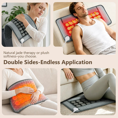 Jade Heating Pad for Period Comfort, Warm Belly Wrap with 27 Natural Jade Stones, 9 Heat Levels, 4 Timers, Washable Mat