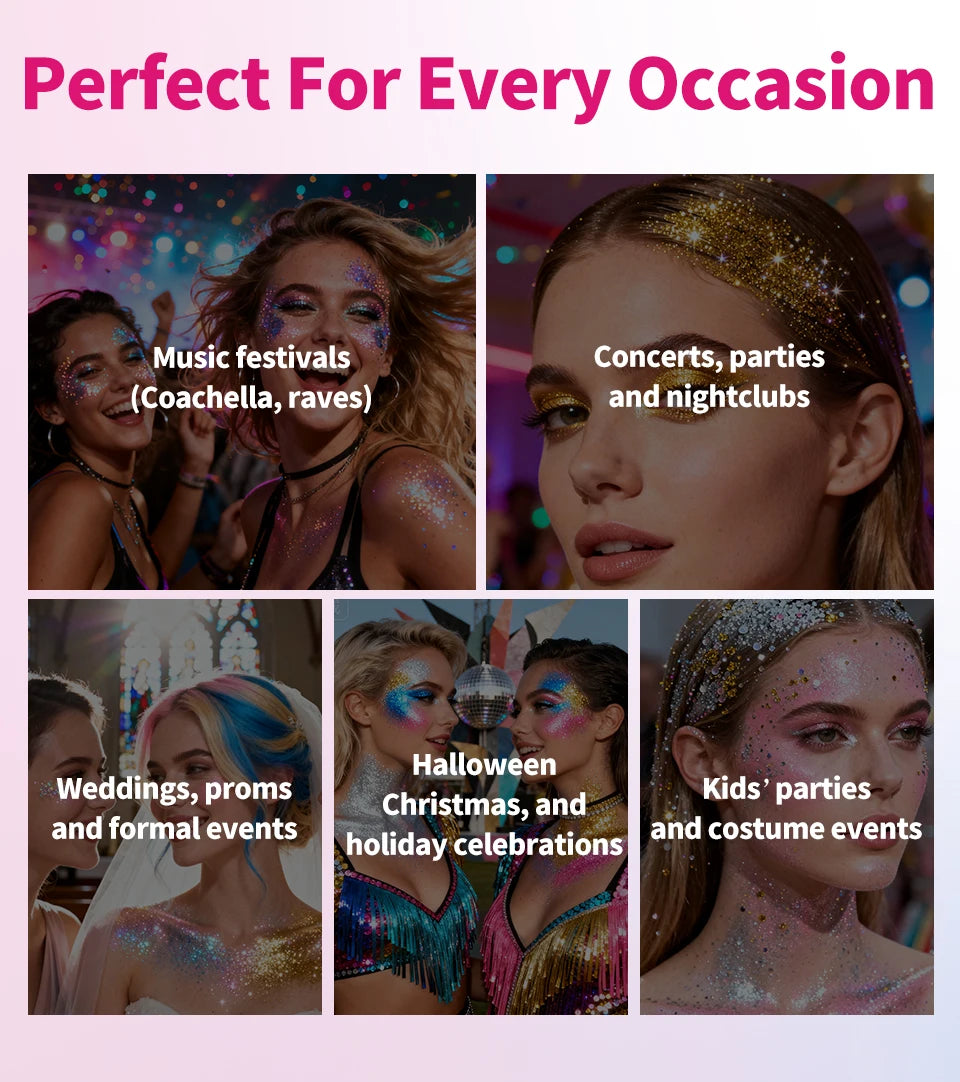 Sparkling Sequins Glitter Gel Stick 8 Colors Sequin Body Glitter Cosmetic Stick Hair Glitter Stick Festival Makeup for Christmas